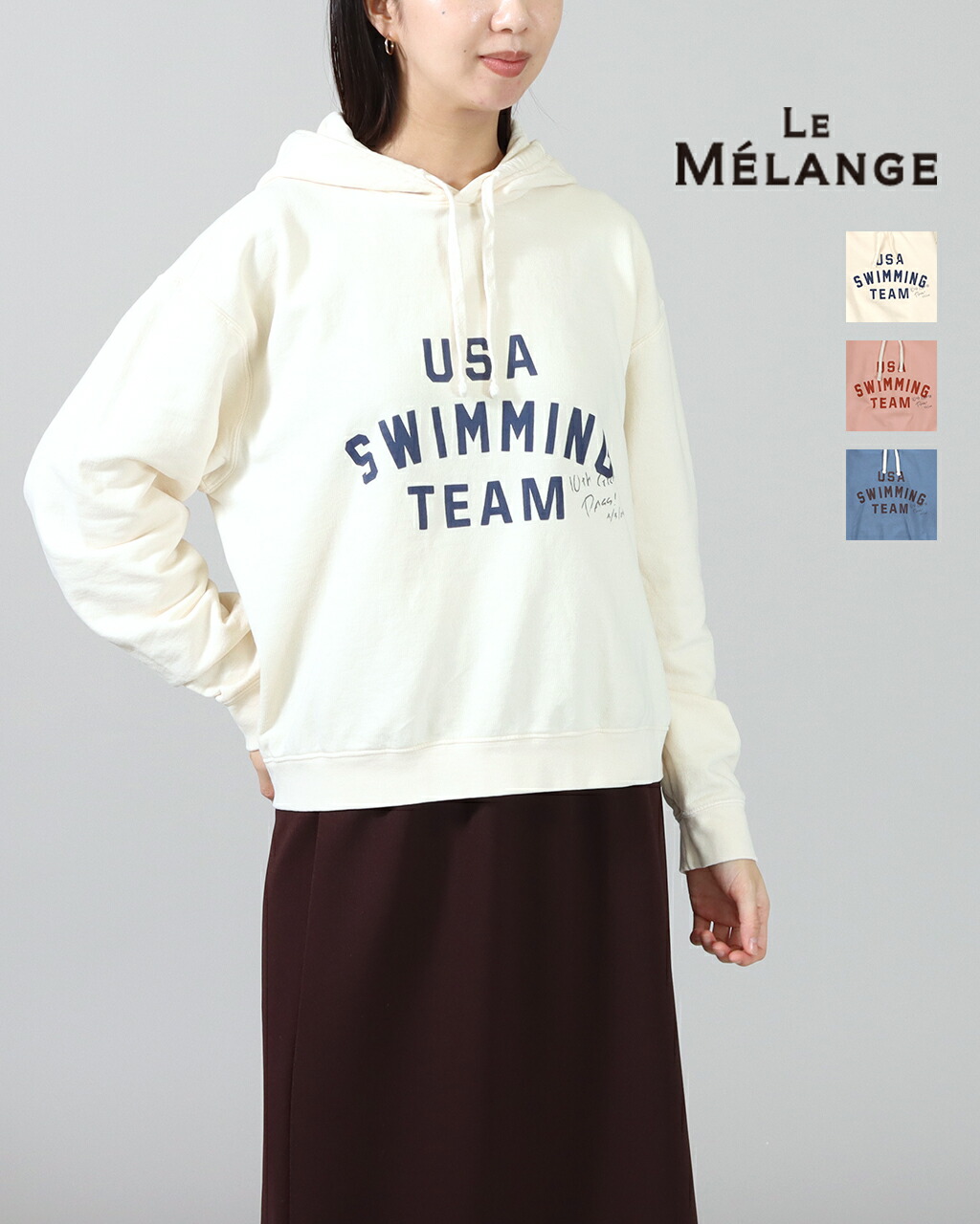 【10%off+P10倍 20時~】【SALE/30%off】le Melange ルメランジュ コットン 裏起毛 プリント スウェット 手書き パーカー カジュアル 8541008 公式 正規品 25AW AWCOP20倍