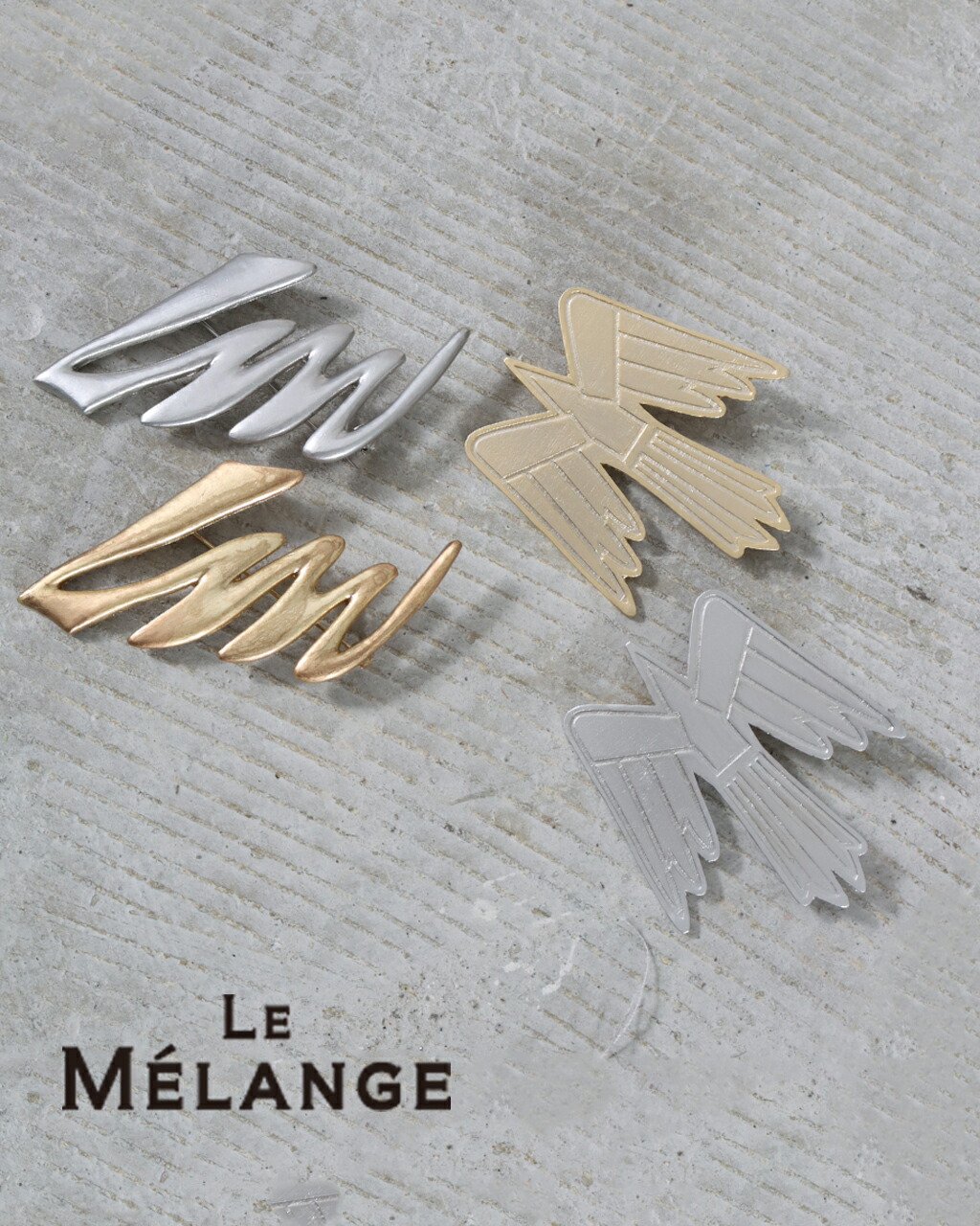 【26AW先行予約】le Melange ルメランジュ 真鍮アクセントブローチ 2WAY ペンダント コンドルモチーフ LME ロゴ ゴールド シルバー 真鍮 ブラス 重厚感 鈍い光沢 インダストリアル クラフト感 無骨 無機質 アクセサリー レディース 正規品 公式 8648003_004