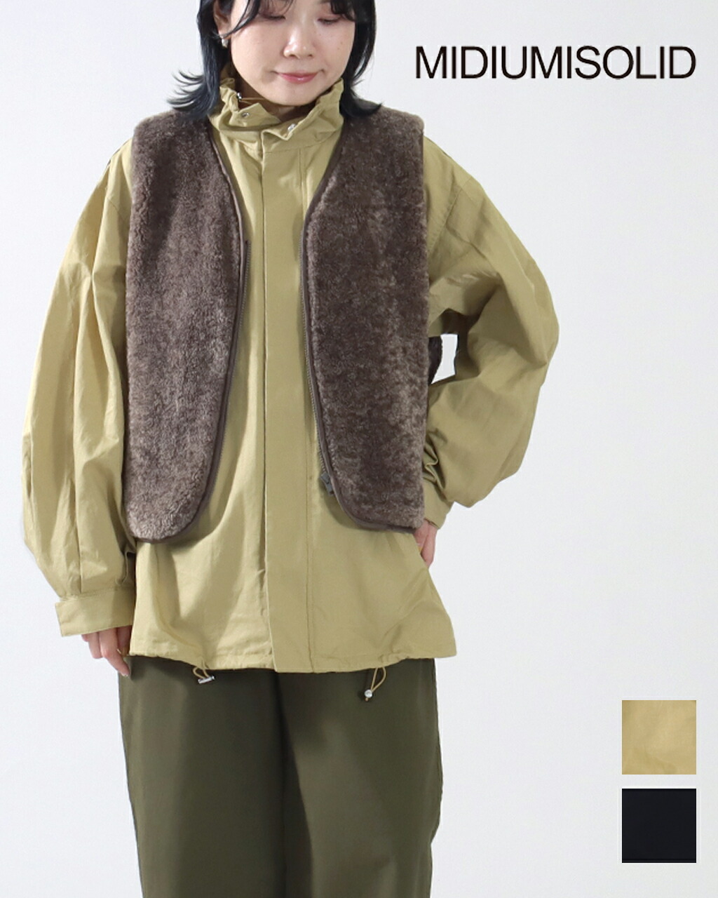 【10%off+P10倍 20時~】【SALE/30%off】MIDIUMISOLID ミディウミソリッド ライナー付きコート 3-172099 ボアライナー ナイロン コート オーバーサイズ アウターカジュアル 大人 正規品 公式 25AW AWCOP20倍