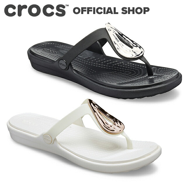 crocs silver flip flops