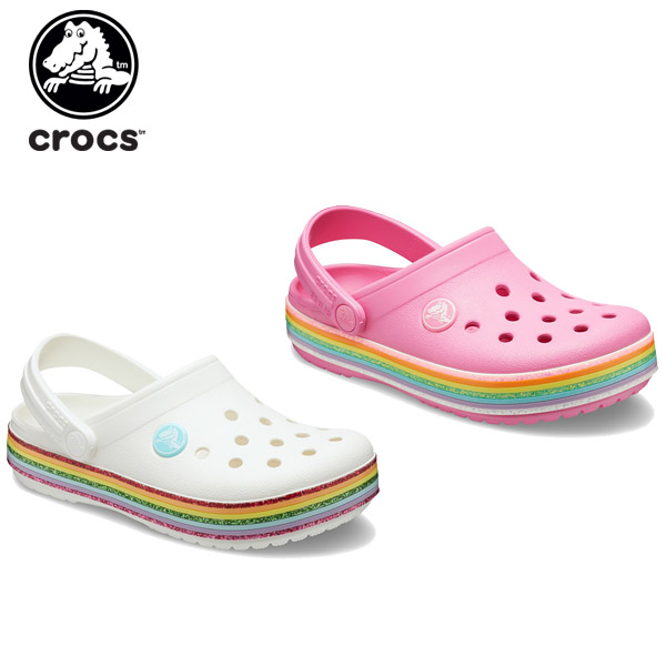 crocs rainbow glitter