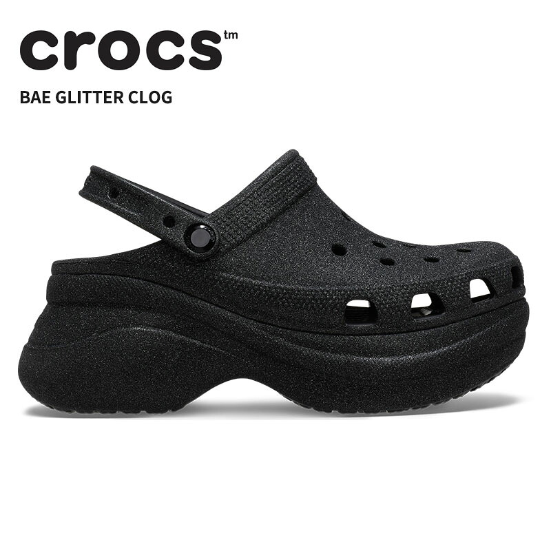 [B]クロックス レディース サンダル CROCS ベイ グリッター クロッグ ウィメン Bae Glitter Clog ブラック 207261-001
