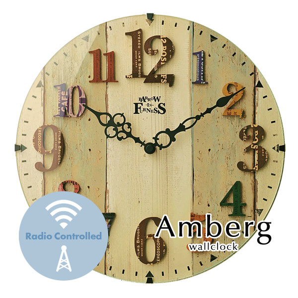 ウォールクロック 【 Amberg 】 電波時計 アンティーク ウッド ガラス レトロ 木目調 とけい 掛け時計 壁掛け 9,438円