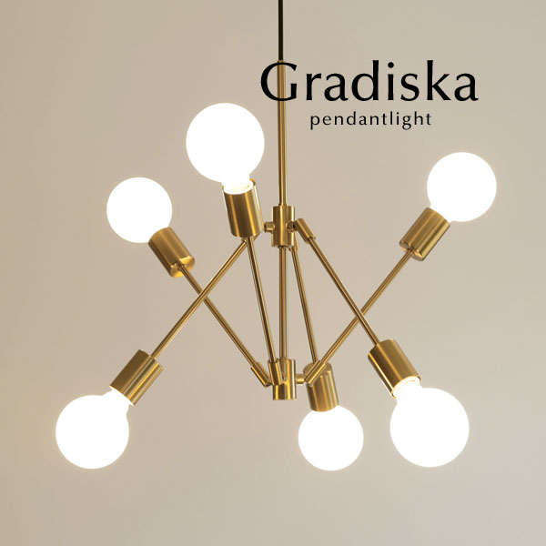 シャンデリヤともし火 【 Gradiska / ゴールド 】 6灯 アンティーク ミッドセンチュリー 売れ筋 デザイナーズ リビング レトロ ひな型照明装置