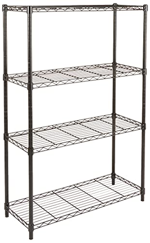 Amazonベーシック 4段スチールラック 耐荷重635kg 幅91.4 x 奥行35.6 x 高さ137.2cm ブラック｜クロスワン　店