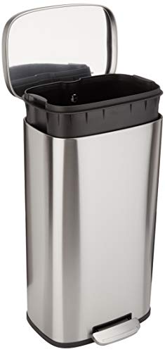 Amazonベーシック ゴミ箱 長方形 ソフトクローズ スチール製 30L サテンニッケル