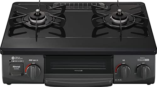 リンナイ ガステーブル プロパンガスLPG用 幅約56cm 片面焼きグリル 左強火力 KG35NBKL/LP ブラック