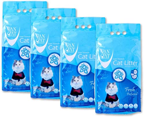 【OFT】 VAN CAT フレッシュ 5kg(5.9L)×4個セット白い 猫砂 固まる 香る フレグランス ビニールのパッケージ トイレ砂 鉱