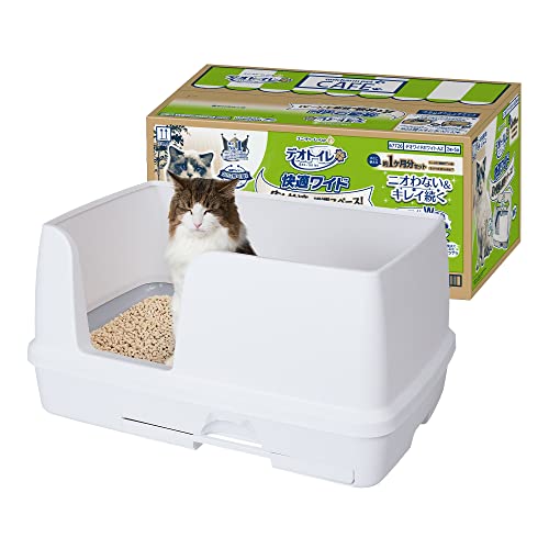 デオトイレ 猫用 トイレ 快適ワイド 本体セット シルキーホワイト おしっこ ペット用品 ユニチャーム