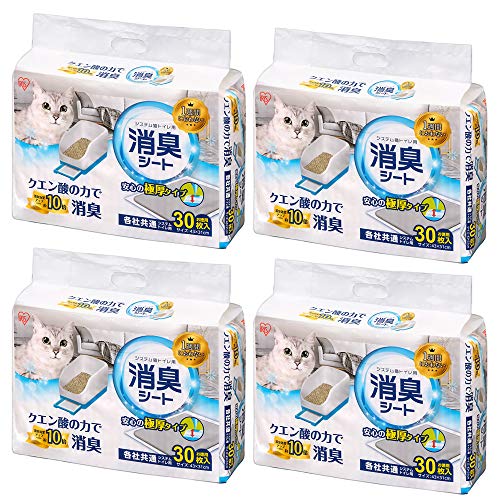 アイリスオーヤマ 猫砂 取り合わせ猫室内用便器用脱臭腰かけ 30枚×4袋 TIH-30C クエン酸入り口・入口 消臭 30枚×4個 トイレ用品-おむつ-ペット・ペットグッズ
