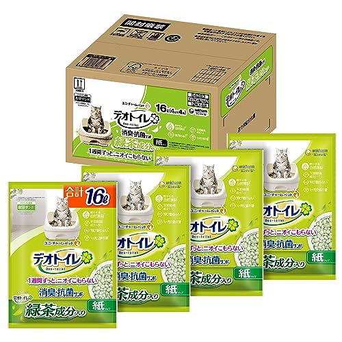 デオトイレ 飛び散らない緑茶構成要素入り口・入口 消臭・抗菌 砂子 18L（4.5L×4袋）[猫砂] 取り合わせ室内用便器 猫用 トイレ用品-おむつ-猫用品