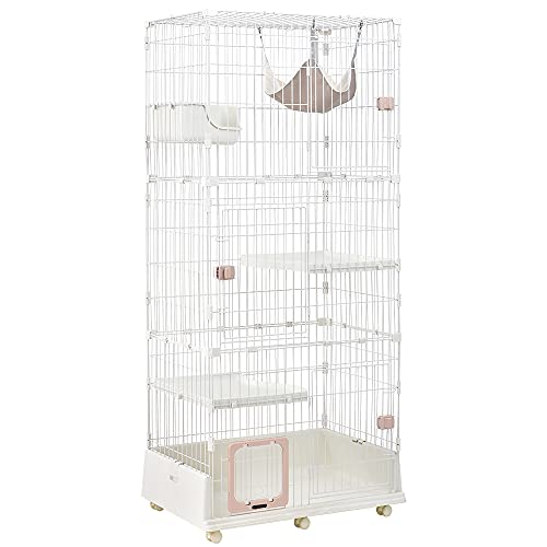 BTM 猫 ケージ キャットケージ 3段 ペットケージ キャスター付 猫ゲージ 多頭飼い ネコドア キャットハウス 1段可能 留守番 保護 脱走｜クロスワン　店