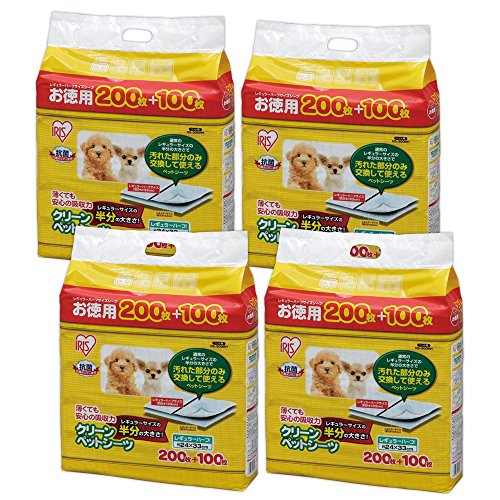 アイリスオーヤマ 愛玩動物敷き布 薄型 小型犬 レギュラー二分の一 300枚×4袋(1200枚入) (容れもの売りわたす)
