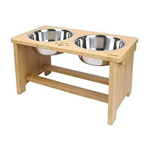 良木工房(YOSHIKI) 愛犬・愛猫の食生活を快適に～ 竹製 ペット用食器台 犬 餌台 犬用 猫用 食器台 犬 餌台 犬猫えさ入れ ごはん皿