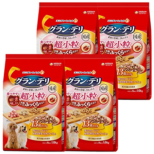 【ケース販売】グラン・デリ ドッグフード ソフト ふっくら仕立て 食べやすい超小粒 13歳以上用 6.4kg(1.6kg×4個) 国産 ユニチャ