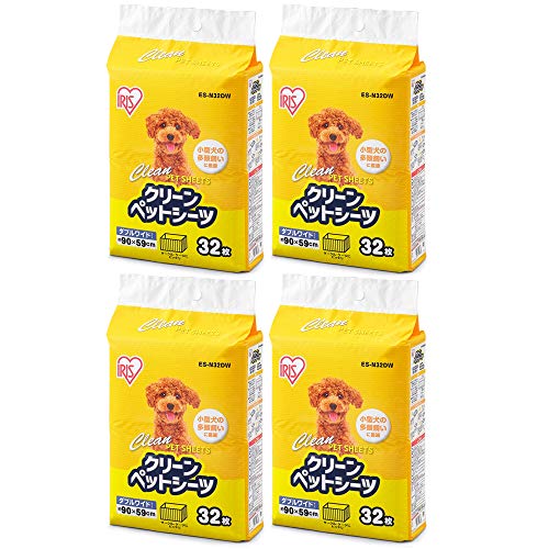 アイリスオーヤマ 愛玩動物敷き布 薄型 抗菌 消臭 中型犬・大型犬 ダブル広広とした 32枚×4袋(128枚入) (容れもの売りわたす)