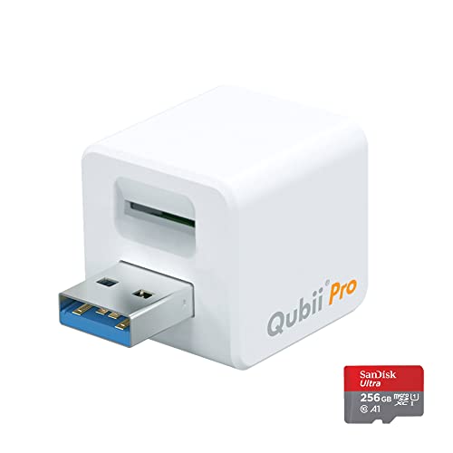 Maktar Qubii Pro ホワイト (microSD 256GB付) 充電しながら自動バックアップ iphone usbメモリ ipad｜クロスワン　店 16,708円