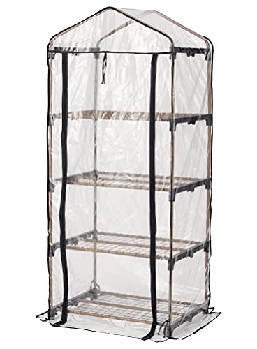 武田コーポレーション 【温室・園芸・棚】 ベージュ/ブラック 70×49×160cm ビニール温室棚4段 KOST-4M