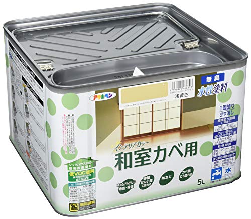 アサヒペン NEW水性インテリアカラー和室カベ用 5L 浅黄色 ペンキ 塗料 ツヤ消し １回塗り 防カビ 無臭タイプ 低VOC 日本製｜クロスワン　店