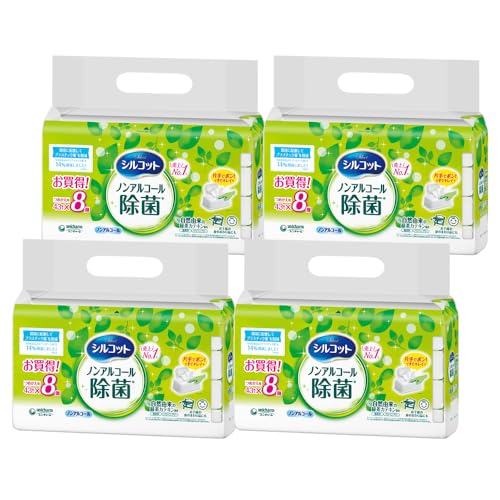 シルコット ノンアルコール除菌 ウェットティッシュ ノンアルコールタイプ 詰替 1376枚（43枚×8個×4） ユニチャーム[ケース品]