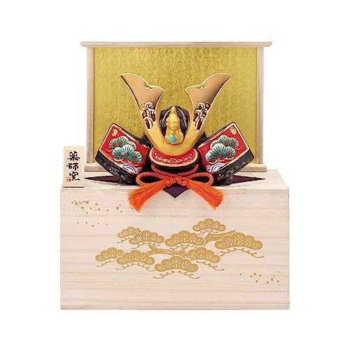 薬師窯 五月人形 端午の節句 彩絵 出世兜(若松金龍・収納桐箱台付) 15,602円