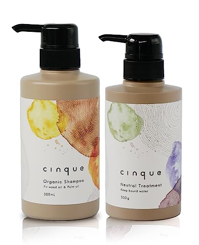 cinque (サンク) オーガニック シャンプー\u0026 中立の トリートメントセット【気取らない謂われ因縁の構成成分】 髪が育つ頭皮周囲の状況営造 300ml＆3