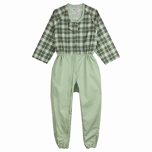 天使 ズボン下 盛りだくさん公々然たる型 うしろ押し引っかかり式 タータングリーン M [介護パジャマ]