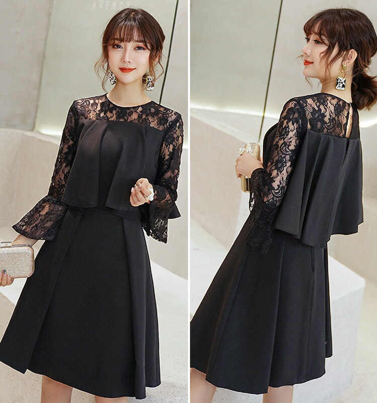 パーティードレス 結婚式 ワンピース 長袖 レース 花模様 二次会 食事会 謝恩会 レディース フォーマル ドレス ロング丈 披露宴 大人 お呼ばれドレス ピアノ 発表会 カジュアル フリル ドレス 膝丈 体型カバー 大きいサイズ 女子会 代 30代 40代 Littlethaicafe Com