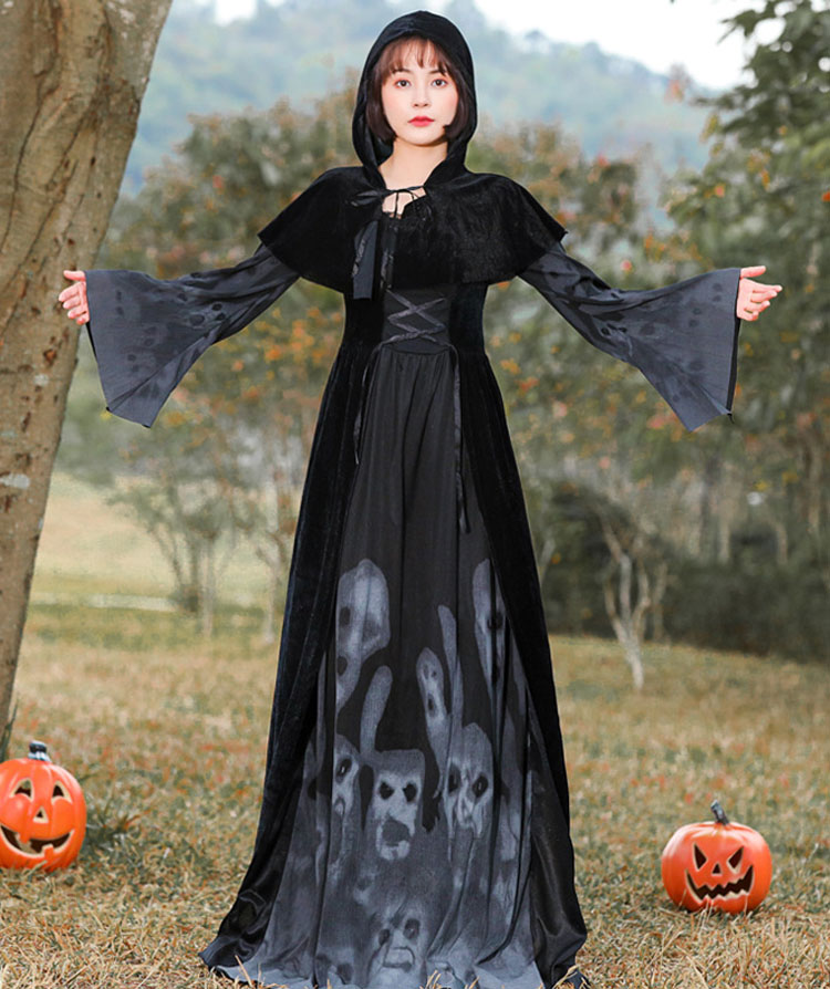 直営店に限定 ハロウィン 仮装 デビル 魔女 女巫 コスプレ リンクコーデ 親子 ペア 子供 黒 ワンピース コスチューム 変装 可愛い 魔女っ娘 帽子付き ケープ ウィッチ ハハ 娘 パーティー ステージ 発表会 舞台劇 テーマパーク 魔法使い 送料無料 Qdtek Vn