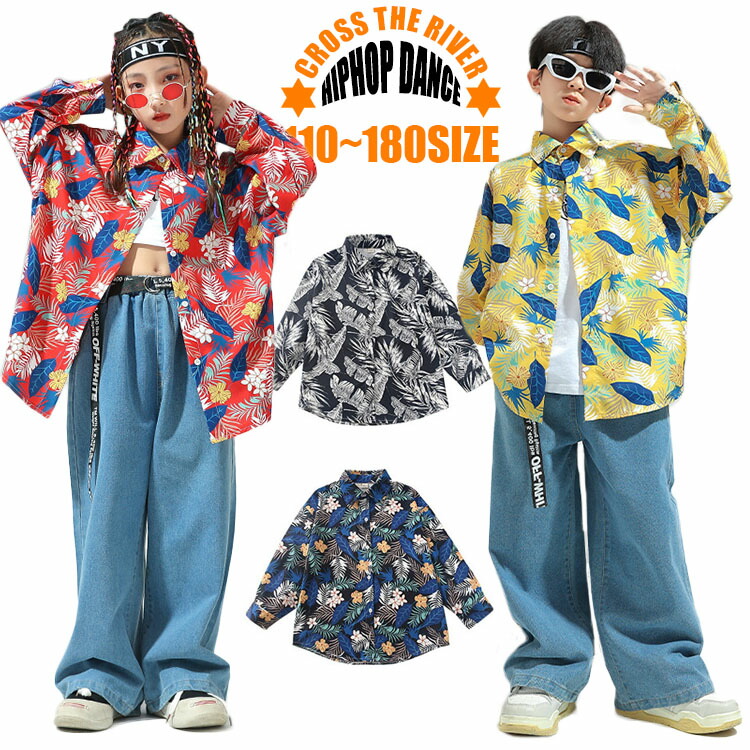 デニムダンガリー＋ロンハーマンコラボ　アロハシャツハーフパンツセットアップ130 デニムダンガリー＋ロンハーマンコラボ アロハシャツハーフ