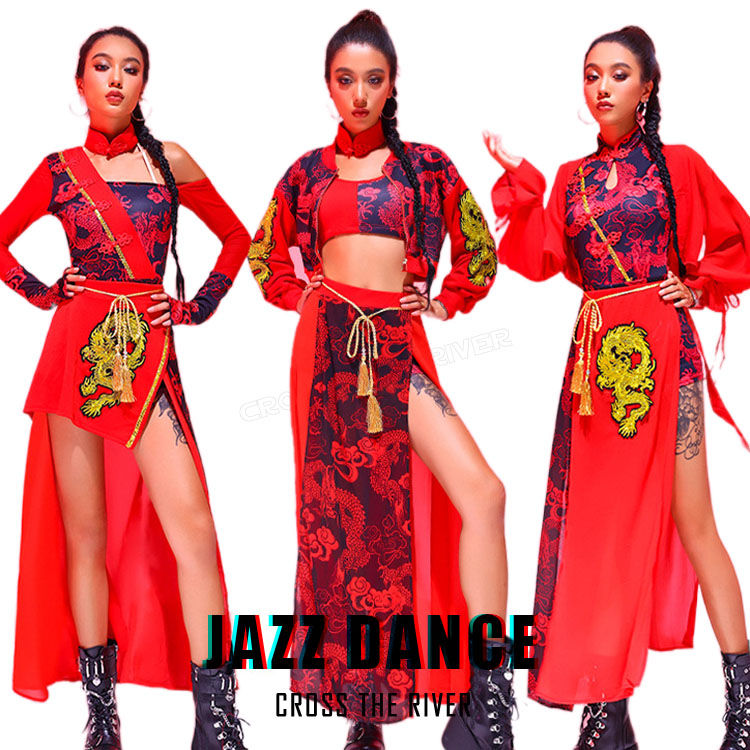楽天市場】中華風 赤 チャイナドレス 韓国 ダンス衣装