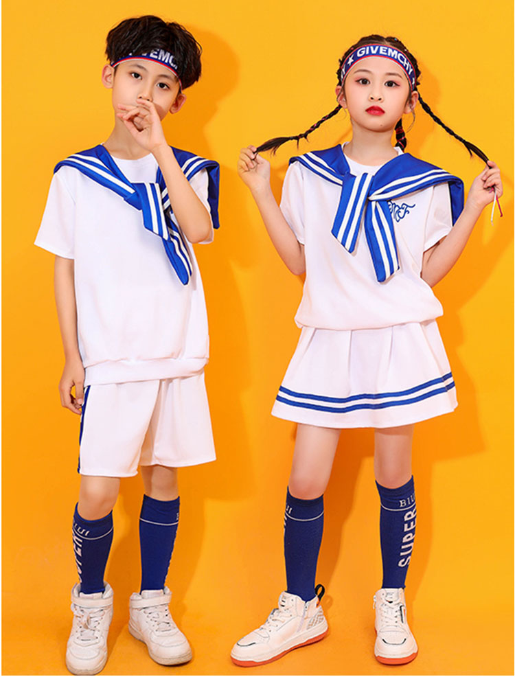 SALE／60%OFF】 チアダンス 衣装 セットアップ 女の子 セラー服 スカート 半ズボン男の子 チアガール衣装 ガールズ チアリーダー  ヒップホップ チアガール チア 体操服 ダンスウェア ダンス衣装 発表会 運動会 甲子園 応援 ハロウィン 宴会 仮装 学園祭 コスチューム ...