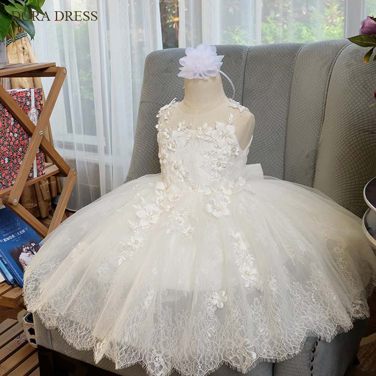 ベビードレス 結婚式 リングガール ドレス ピアノ発表会 女の子 ワンピース 子供 ベビー 新生児 セレモニードレス 子供ドレス 演奏会 フラワーガール ドレス キッズ ドレス 発表会 お宮参り 退院 花柄 フォーマル 白 豪華 上品 80 90 100