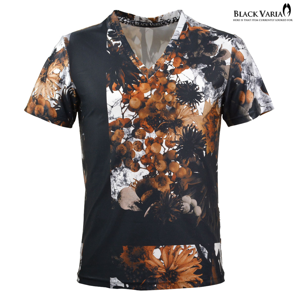 美品【レオナールスポーツ】コットン半袖Tシャツ☆Ｖネック☆花柄ロゴ☆ブラック☆M 美品【レオナールスポーツ】コットン半袖Tシャツ☆Vネック☆花