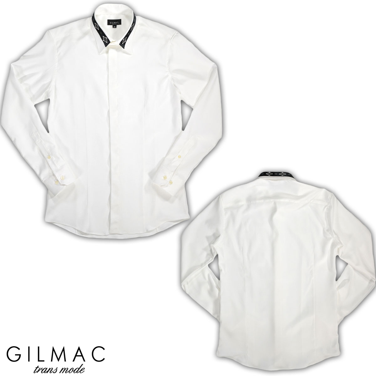 【楽天市場】サテンシャツ レギュラーカラー 襟ライン 比翼 無地 ドレスシャツ メンズ mens(ホワイト白) 36111：BLACK