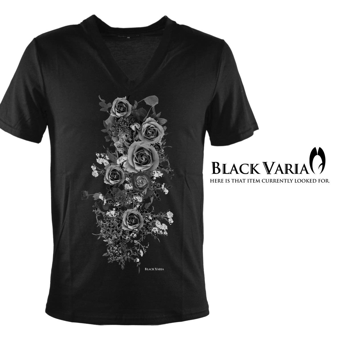 【楽天市場】Tシャツ 半袖 Vネック ドクロ スカル 薔薇 バラ 花 T