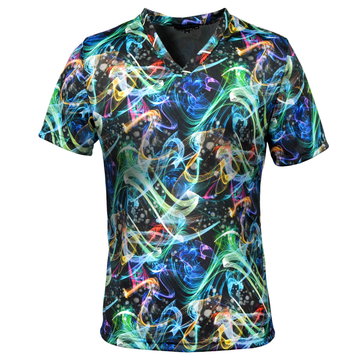 楽天市場 Tシャツ 幾何柄 光 Vネック 薄手 総柄 ムラ 半袖tシャツ メンズ Mens グリーン緑ブラック黒 Black Varia ブラックバリア