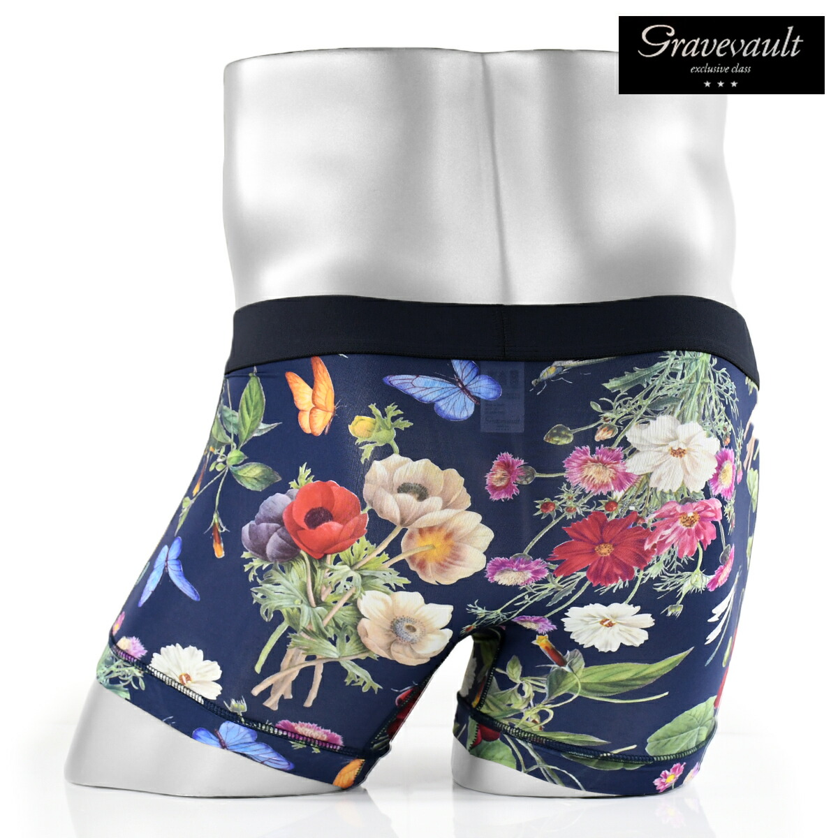 楽天市場 Flora ボクサーパンツ ボタニカル柄 花柄 パンツ 日本製 アンダーウェア 下着 メンズ Mens ダークネイビー紺 Black Varia ブラックバリア