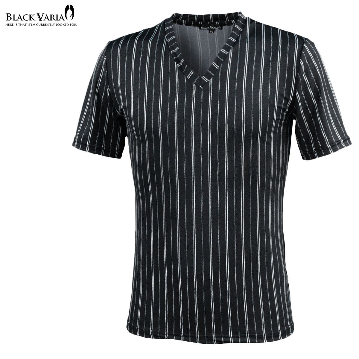 白黒ストライプ 長袖Tシャツ Vネック 白黒ストライプ 長袖Tシャツ Vネック