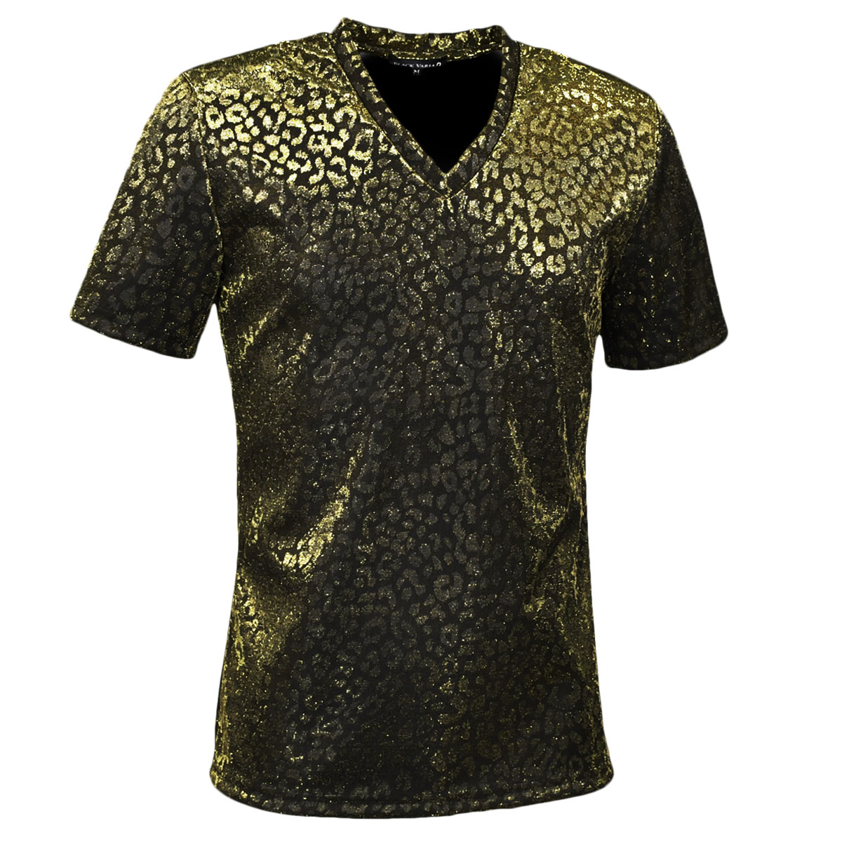 d.i.a.レオパード柄 半袖Tシャツ 黒/金　腕あき 半袖 Tシャツ レディース ヒョウ柄 カットソー トップス 夏