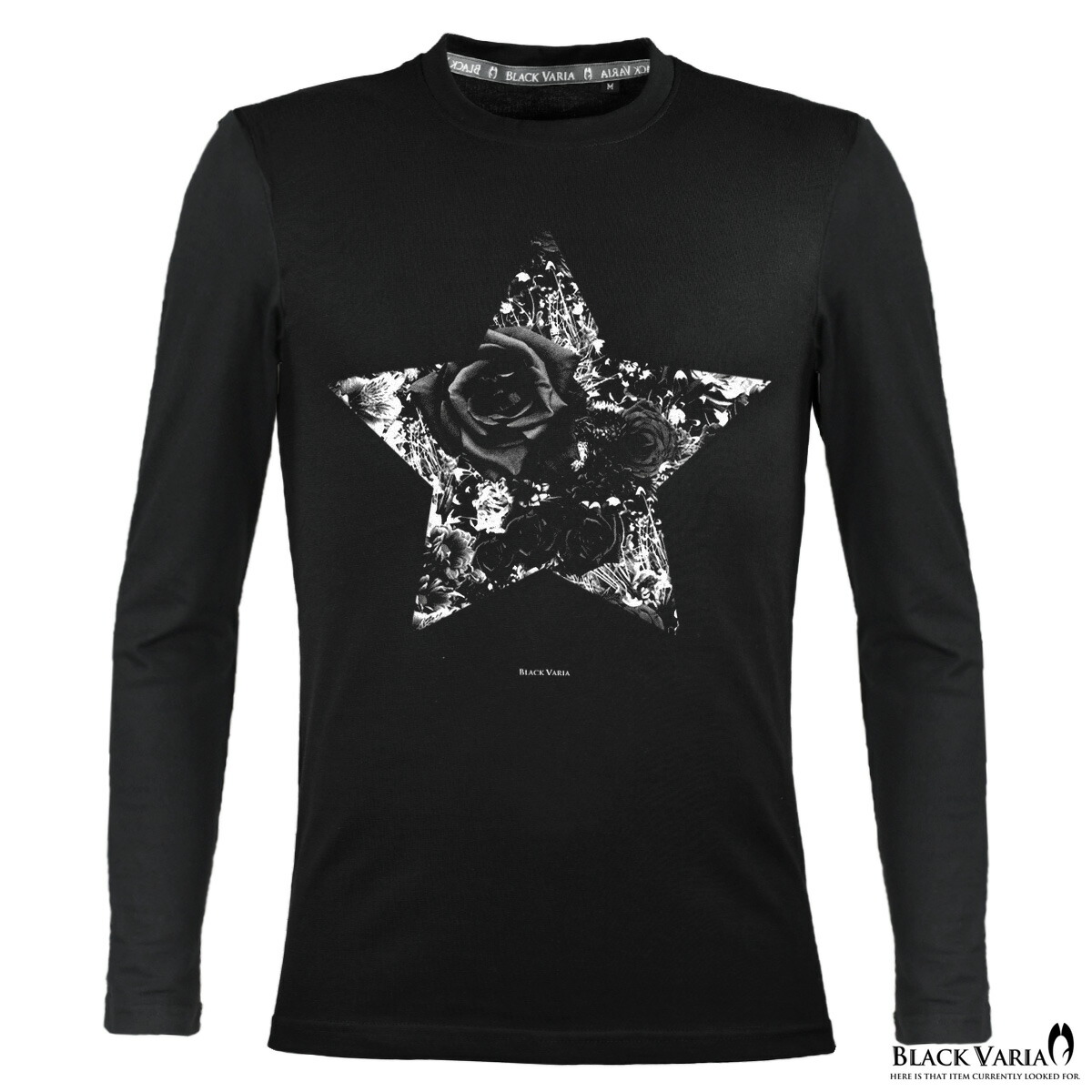 黒に薔薇の柄入り 楽天市場】Tシャツ 薔薇 バラ 薔薇柄 バラ柄 花柄 Vネック 長袖