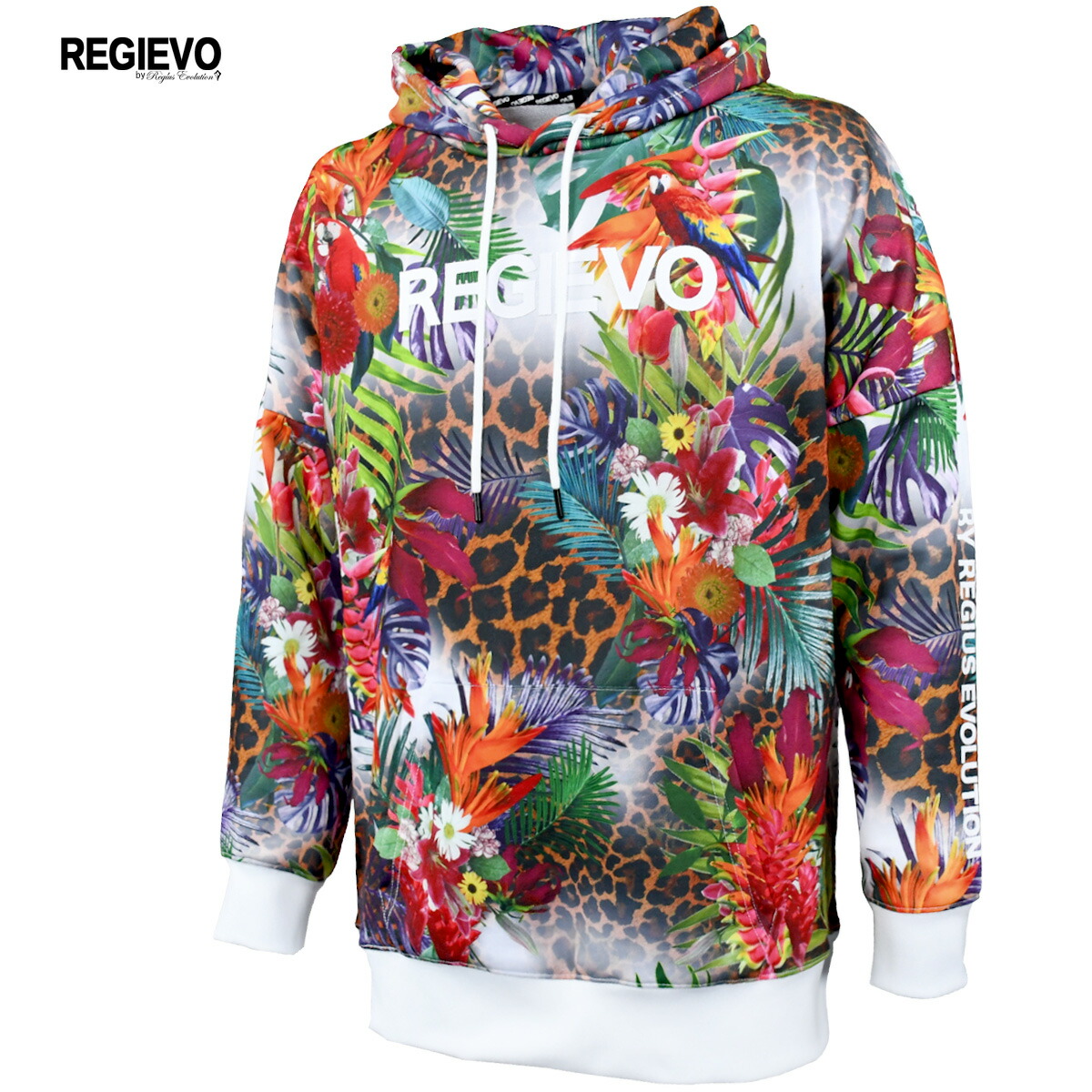 レジエボ パーカー ボタニカル柄 メンズ プルオーバー 豹柄 ビッグシルエット Mens レッド赤 Ecobookprof Com