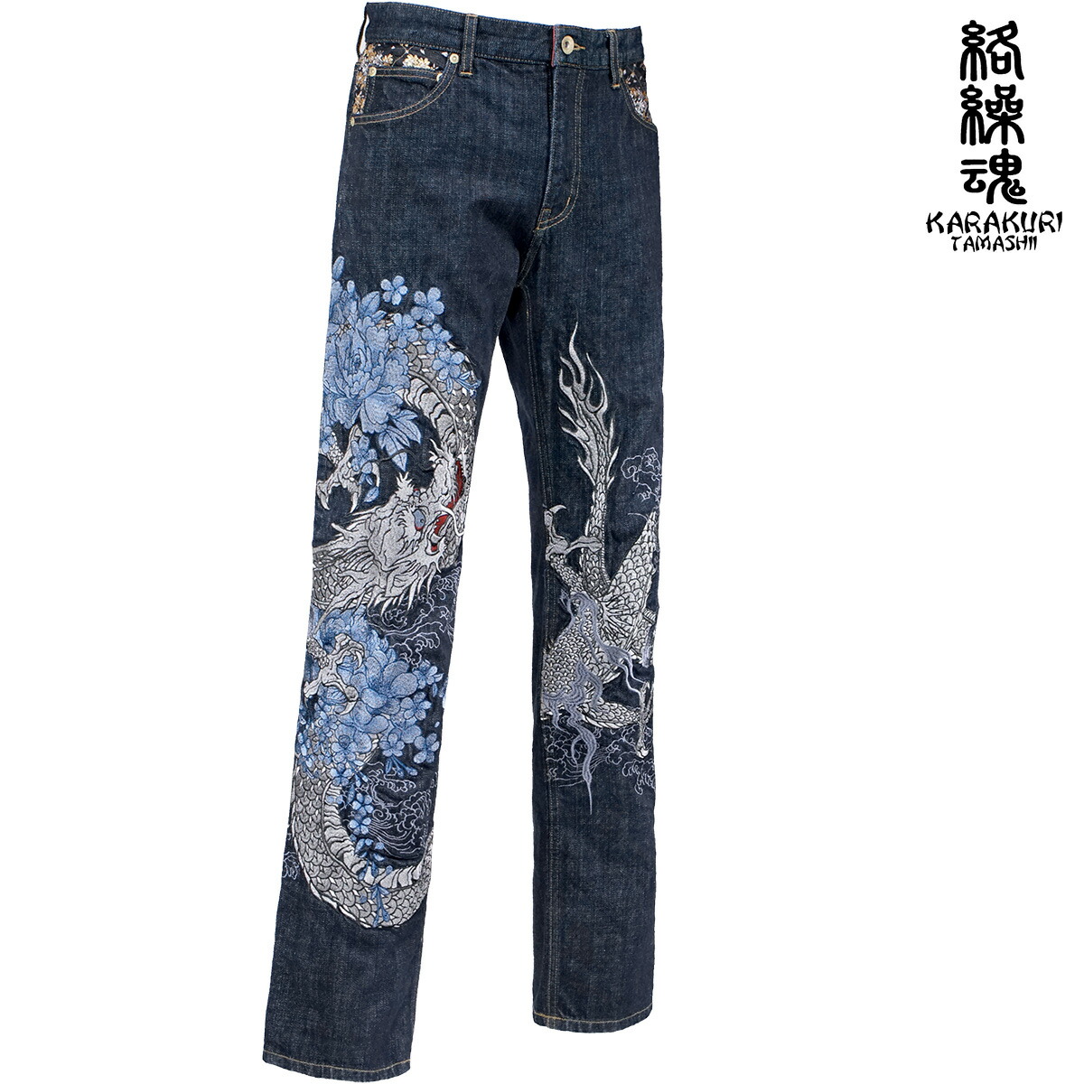 絡繰魂和柄DENIM雷神風神 風神雷神乱舞デニムパンツ 絡繰魂 234228 和柄 和風 ジーンズ