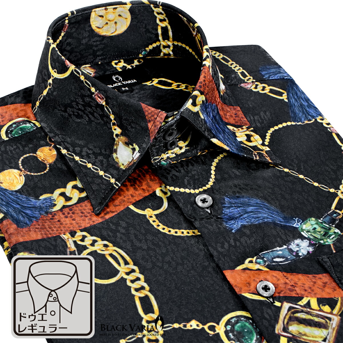 楽天市場】サテンシャツ ドレスシャツ スキッパー スカーフ柄 メンズ