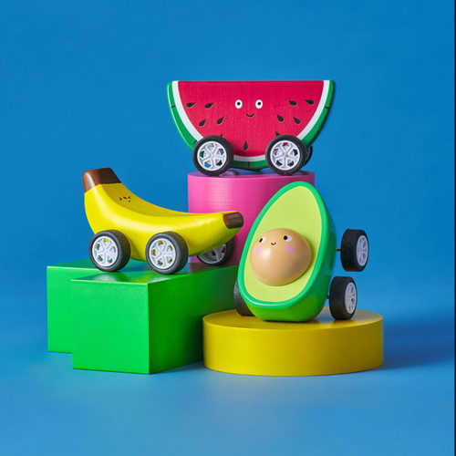 (キッカーランド)Kikkerland Fruit-Fun Pullback Cars ※アソート※色はお選び頂けません。画像