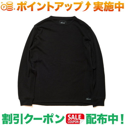 引き換え証離れ離れ中★(ナンガ)NANGA メリノウール ベースレイヤーロングスリーブトップ BLK XL その他-スポーツ・アウトドア-メンズウェア