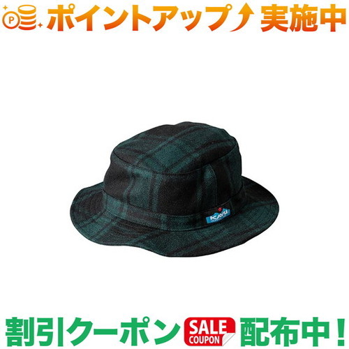 クーポン配布中★(カブー)KAVU キッズ チェックバケットハット グリーン S