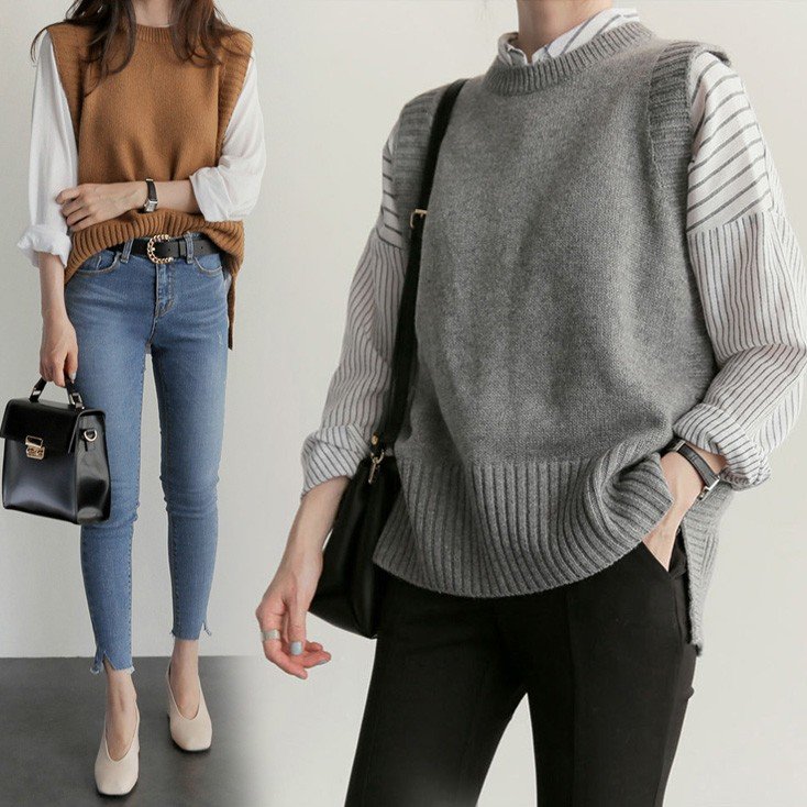 楽天市場 ニットベスト レディース 40代 秋服 ベストセーター 無地 ショット丈 上品 ノースリープニットベスト セーター韓国風 体型カバー 通勤 着痩せ 2色 Cross Day