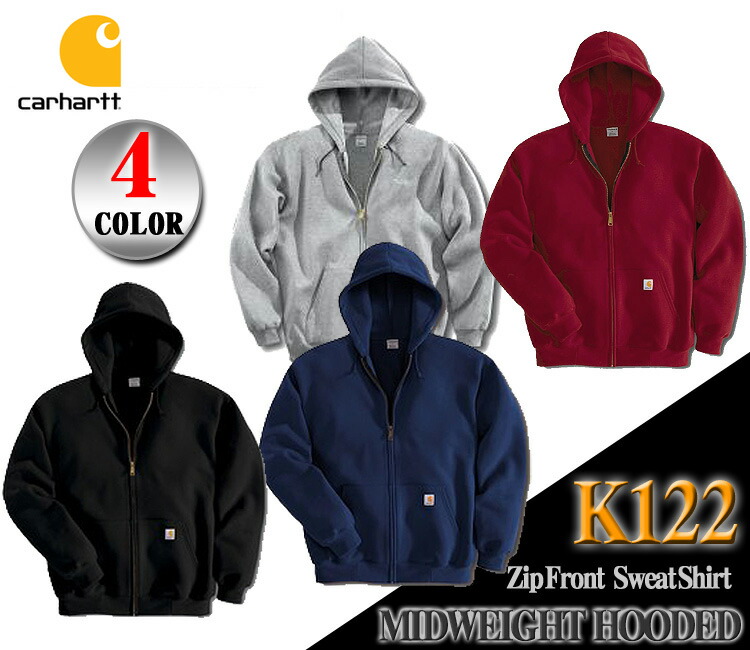 carhartt men's midweight zip front hooded sweatshirt k122