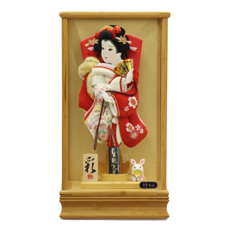 羽子板 ケース飾り ほのか 10号 高さ45cm 鹿の子 吉徳大光 竹製 竹彩ケース (2025-ts029) 押絵振袖羽子板 ケース入り お正月飾り
